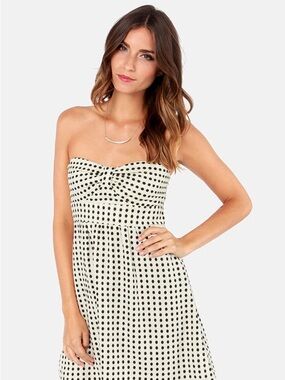 Roxy Bustin Out Black and Cream Polka Dot Dress